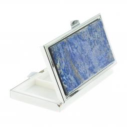 Таблетница на 3 отделения камень лазурит цвет серебро