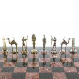 Шахматы "Древний Египет" доска 32х32 см из камня лемезит