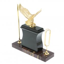 Настольный набор с ручкой и скрепкой "Орел" из яшмы