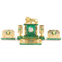 Настольный набор "Лев" малахит