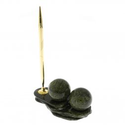 Композиция "Два шара" из змеевика с ручкой 4,5 см