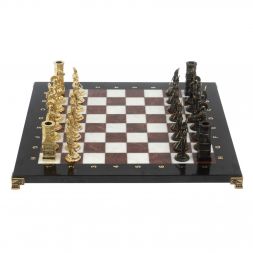 Шахматы подарочные "Спарта" фигуры бронза / мрамор, лемезит