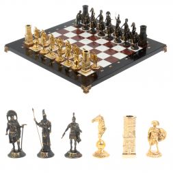 Шахматы подарочные "Спарта" фигуры бронза / мрамор, лемезит