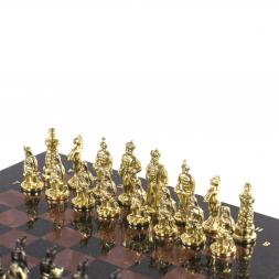 Шахматы подарочные "Турецкие" из камня лемезит и змеевик 32х32 см