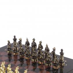 Шахматы подарочные "Турецкие" из камня лемезит и змеевик 32х32 см