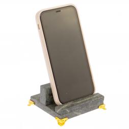 Настольная подставка под телефон темный змеевик