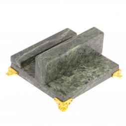 Настольная подставка под телефон темный змеевик