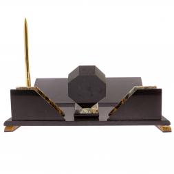 Письменный прибор "Эталон" с гербом РФ камень офиокальцит