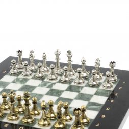 Шахматы турнирные "Стаунтон" из мрамора и змеевика 28х28 см