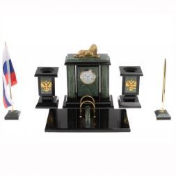 Настольный набор "Лев" из офиокальцита