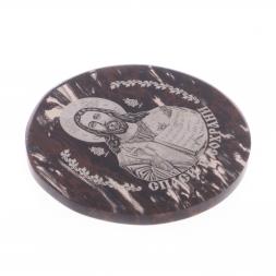 Икона в автомобиль "Спаситель" из коричневого обсидиана 47 мм