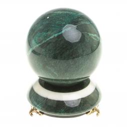 Настольный сувенир "Шар Антистресс" темно-зеленый змеевик 9,5 см