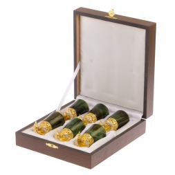 Стопки перевертыши "Осетры" 6 шт нефрит бронза Златоуст