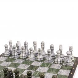 Набор игр "Герб России" 3 в 1: шахматы, шашки, нарды камень змеевик мрамор