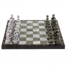 Набор игр "Герб России" 3 в 1: шахматы, шашки, нарды камень змеевик мрамор
