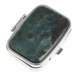 Таблетница на 2 отделения камень офит цвет серебро