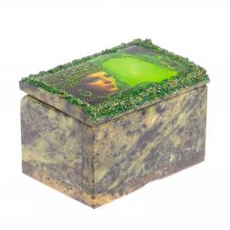 Шкатулка "Сундучок" с Хозяйкой медной горы змеевик 10х6,5х7 см