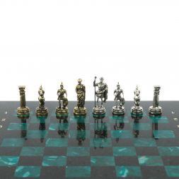Шахматы подарочные "Римские воины" из змеевика 28х28 см