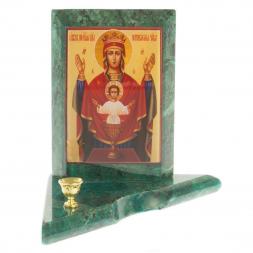 Икона с подсвечником Неупиваемая Чаша малая змеевик 9,5х9,5х10 см