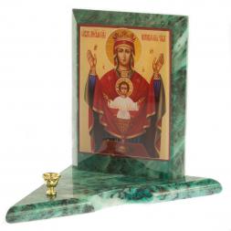 Икона с подсвечником Неупиваемая Чаша малая змеевик 9,5х9,5х10 см