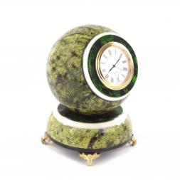 Подарочные часы "Шар Антистресс" из камня змеевик 11х11х14 см