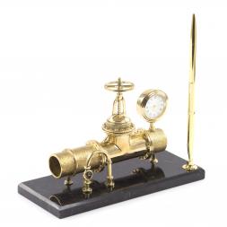 Письменный прибор "Труба. Нефть. Газ." из бронзы и камня