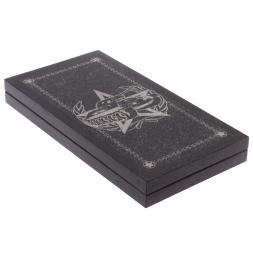 Нарды с гравировкой "Танк / Роза ветров" из гранита