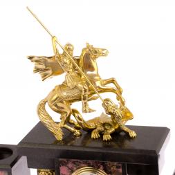 Настольный набор "Георгий Победоносец" камень родонит