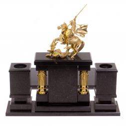 Настольный набор "Георгий Победоносец" камень родонит