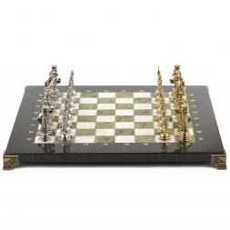Шахматы подарочные "Посейдон" 32х32 см змеевик мрамор