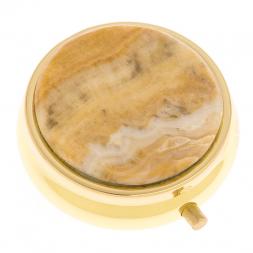 Таблетница на 3 отделения камень оникс цвет золото