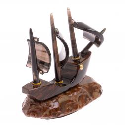 Сувенир "Парусник" из коричневого обсидиана