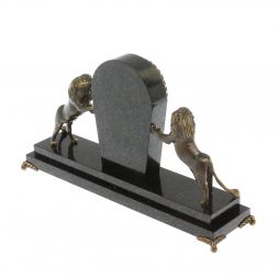 Часы настольные "Два льва" долерит бронза