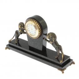 Часы настольные "Два льва" долерит бронза