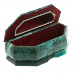 Шкатулка с расписной крышкой Осень 17х7,5х6 см змеевик