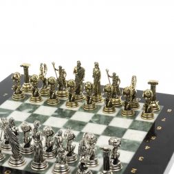 Шахматы настольные "Атлас" из мрамора и змеевика 28х28 см