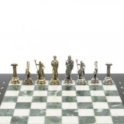 Шахматы настольные "Атлас" из мрамора и змеевика 28х28 см