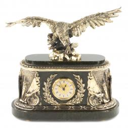 Каминные часы из нефрита с бронзой "Благородный орел"