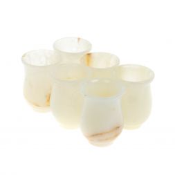 Стопки для виски 60 мл набор 6 шт из белого оникса 5,2х7 см в коробке (2х3)