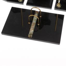 Настольный набор с гербом и флагом России из офиокальцита