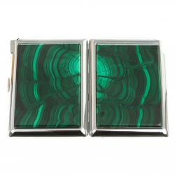 Портсигар на 20 сигарет с зажигалкой камень малахит