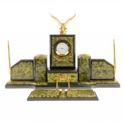 Письменный набор из камня "Горный орел" змеевик