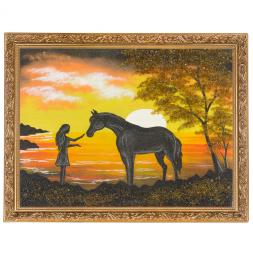 Картина "На закате" багет 36х46 см, каменная крошка