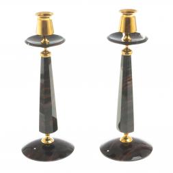 Подсвечники "Грани" коричневый обсидиан (пара)