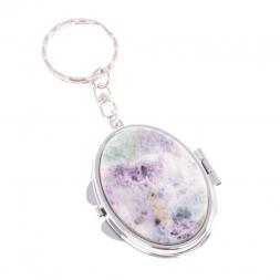 Складное зеркало брелок из флюорита овальное