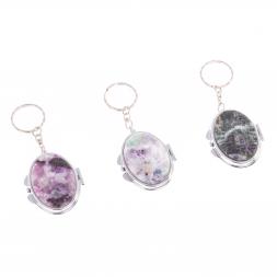 Складное зеркало брелок из флюорита овальное