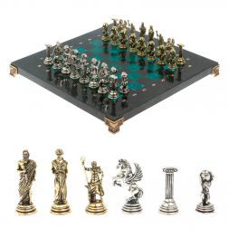Настольные шахматы "Атлас" из змеевика 28х28 см