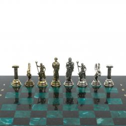 Настольные шахматы "Атлас" из змеевика 28х28 см