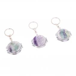 Складное зеркало брелок из флюорита круглое