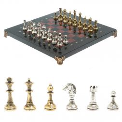 Шахматы с металлическими фигурами "Стаунтон" доска 28х28 см лемезит